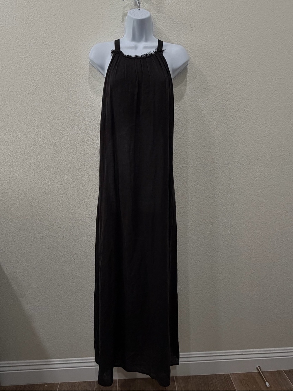 L'AGENCE Black linen Halter-Style Maxi Dress Size 2